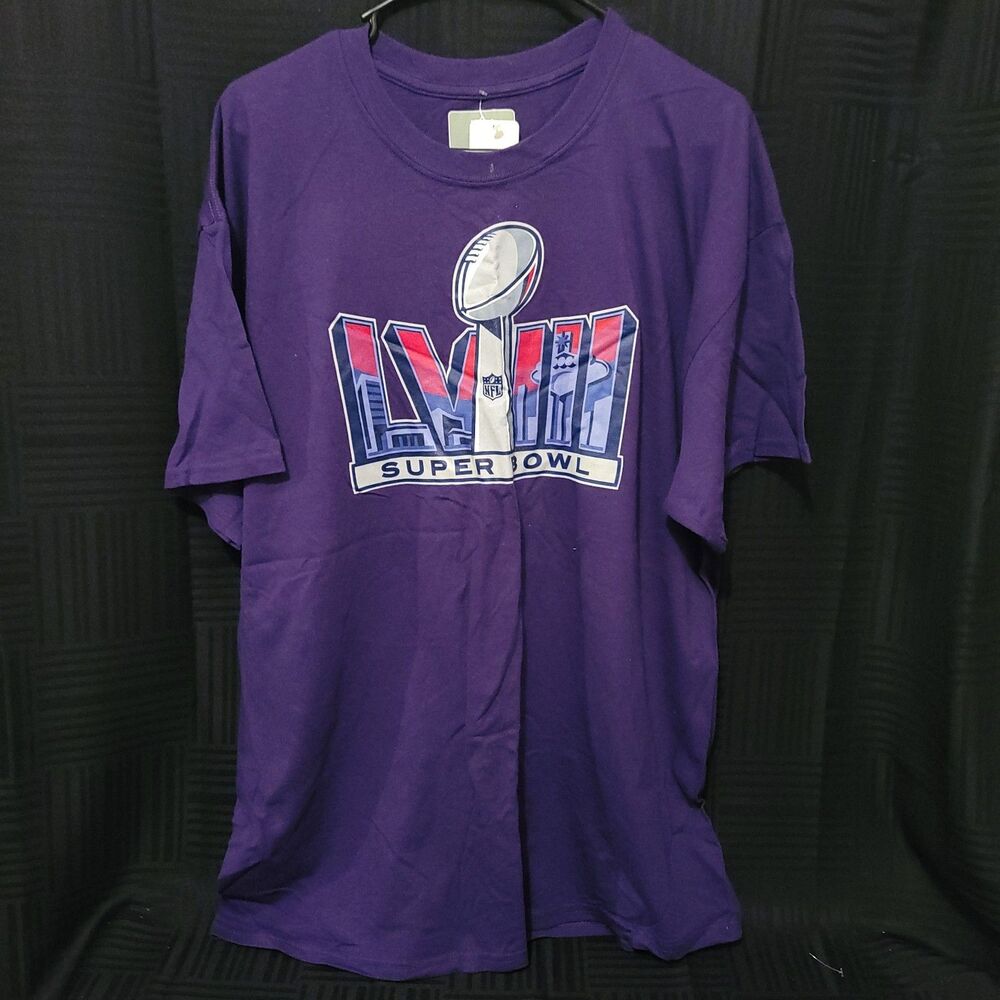 NFL Mens XL Super Bowl LVIII 58 Graphic Tee Purple Las Vegas Chiefs 49ers